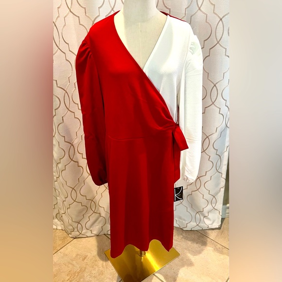 NWT Beautiful Kasper Faux Wrap Dress, Size M! - Picture 1 of 14